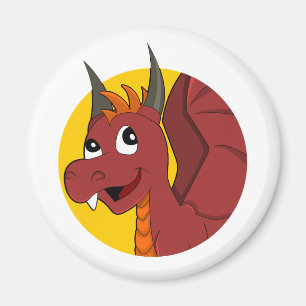 Aimant Caricature de dragon rouge