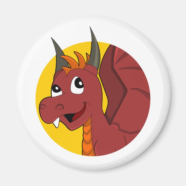 Aimant Caricature de dragon rouge (Devant)