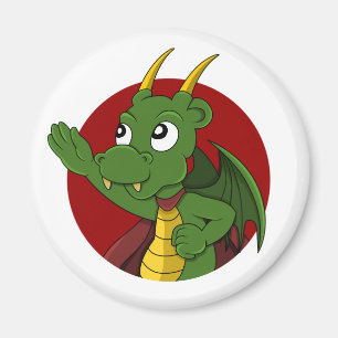 Aimant Caricature de dragon vert