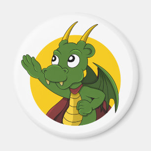 Aimant Caricature de dragon vert