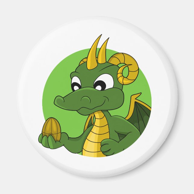 Aimant Caricature de dragon vert (Devant)