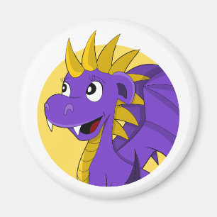 Aimant Caricature de dragon violet