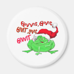 Aimant Caricature de grenouille avec grenouille santa hat