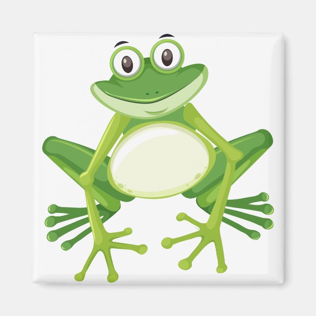 Aimant Caricature de grenouille verte mignonne (Devant)