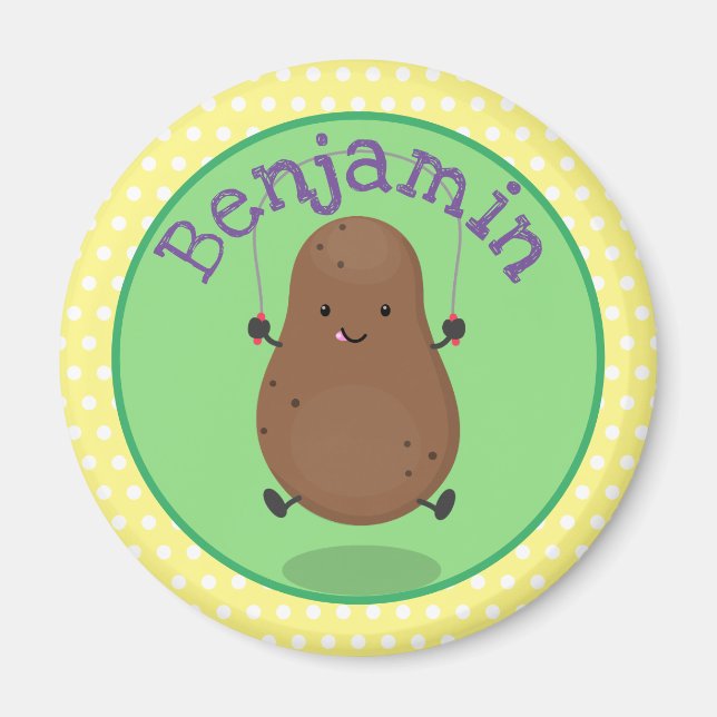 Aimant Caricature de la corde de saut de pomme de terre t (Devant)