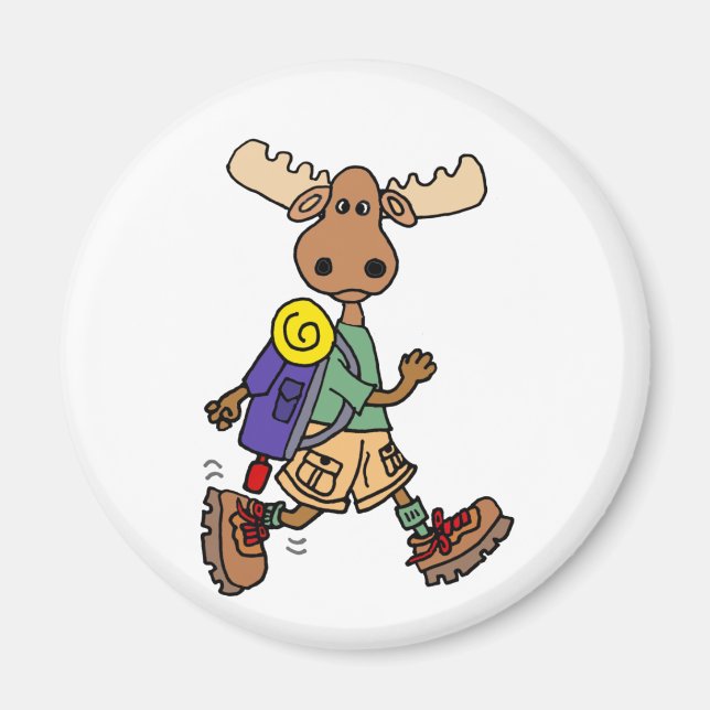 Aimant Caricature de Moose Hiker (Devant)