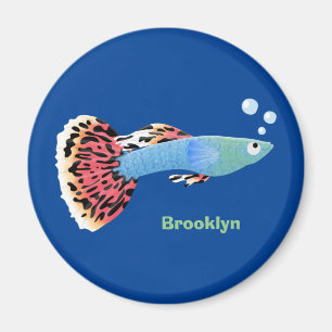 Aimant Caricature de poisson tropical guppy très chic
