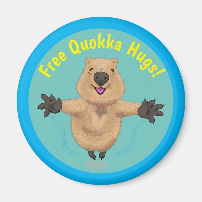 Aimant Caricature de saut de quokka mignon (Devant)
