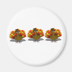 Aimant Caricature de Thanksgiving Turquie pèlerin