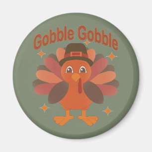 Aimant Caricature de Turquie Thanksgiving - "Gobble Gobbl