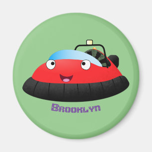 Aimant Caricature d'hovercraft rouge joyeux