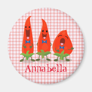 Aimant Caricature du trio piment chaud mignon