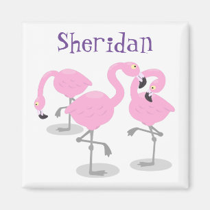 Aimant Caricature en trio flamand rose mou
