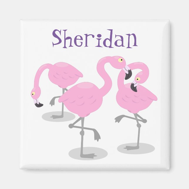 Aimant Caricature en trio flamand rose mou (Devant)