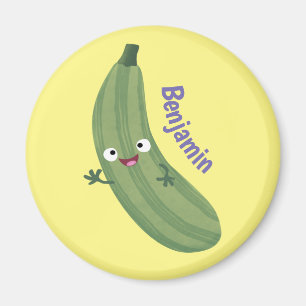 Aimant Caricature joyeux de courgettes mignonnes