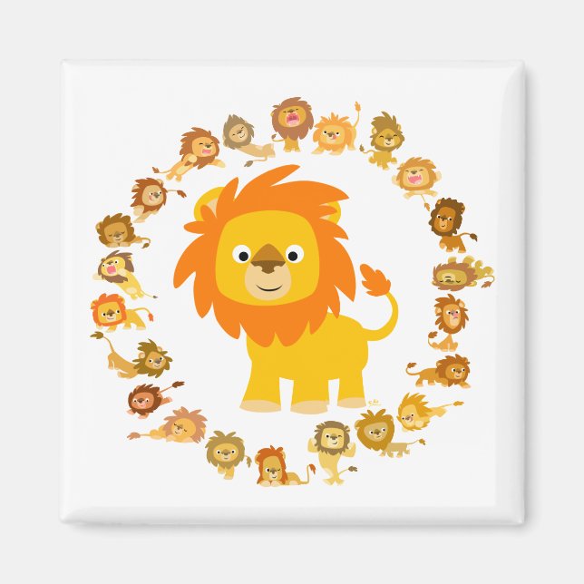 Aimant Caricature mignon Lion Mandala (Devant)
