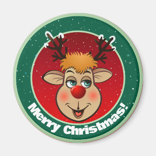 Aimant Caricature père Noël Reindeer de Noël