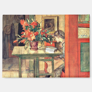 Aimant Carl Larsson - Lisbeth Reading, célèbre peinture,