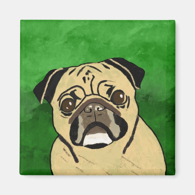 Aimant Carlin Chien Aquarelle Art Portrait (Devant)