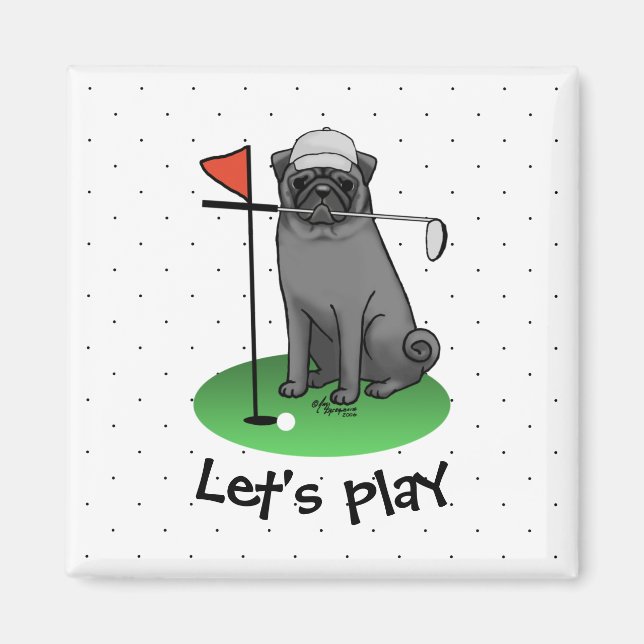 Aimant Carlin de golf Jouer Golf (noir) mignon chien drôl (Devant)