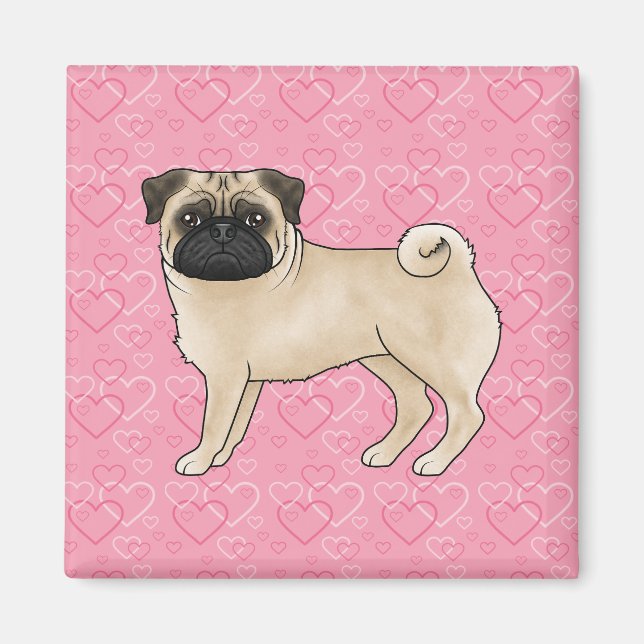 Aimant Carlin Fun Chien Cartoon Mops Pink Love Motif de c (Devant)