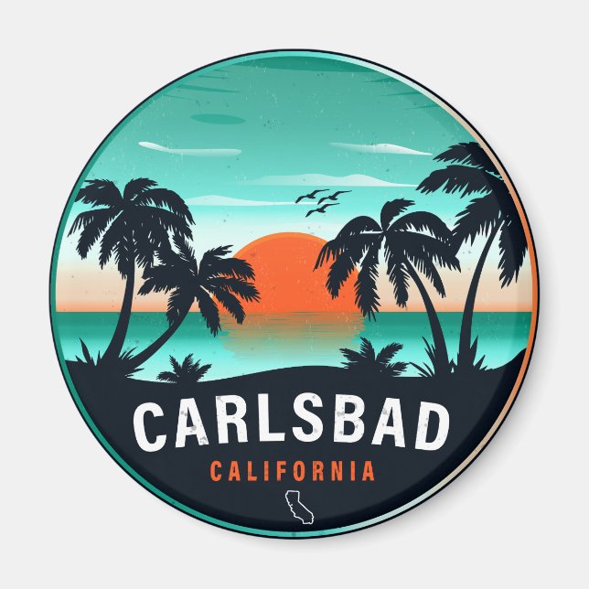 Aimant Carlsbad California Retro Sunset Souvenirs 80s (Devant)