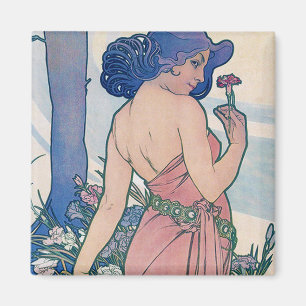 Aimant Carnation (quatre fleurs), Alphonse Mucha