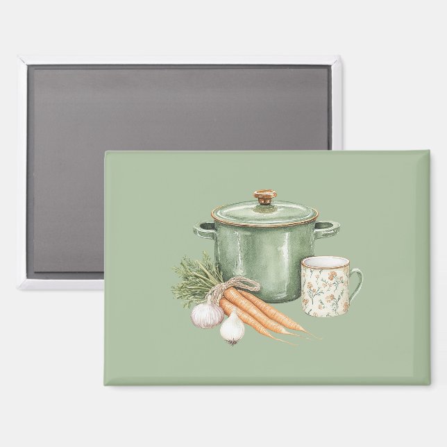 Aimant Carottes de pot vert  (Recto/Verso)