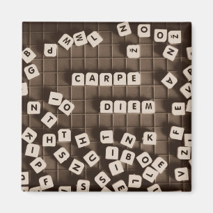 Aimant Carpe Diem Carreaux de lettre rayée