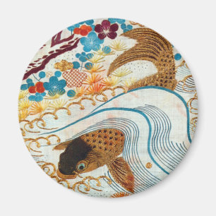 Aimant Carpe japonaise vintage et eau courante