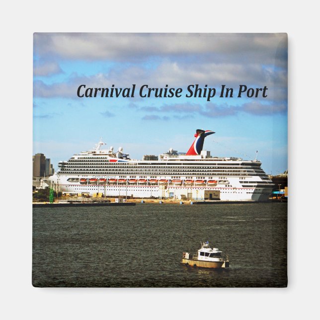 Aimant carré avec une photo d'un bateau de croisiè (Devant)