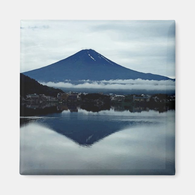 Aimant Carré de 2 pouces du Mont Fuji Japon (Devant)