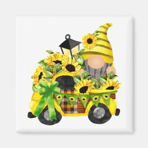 Aimant Carré de camion de tournesol Gnomes