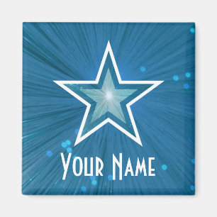 Aimant Carré de réfrigérateur Blue Star 'Your Name'