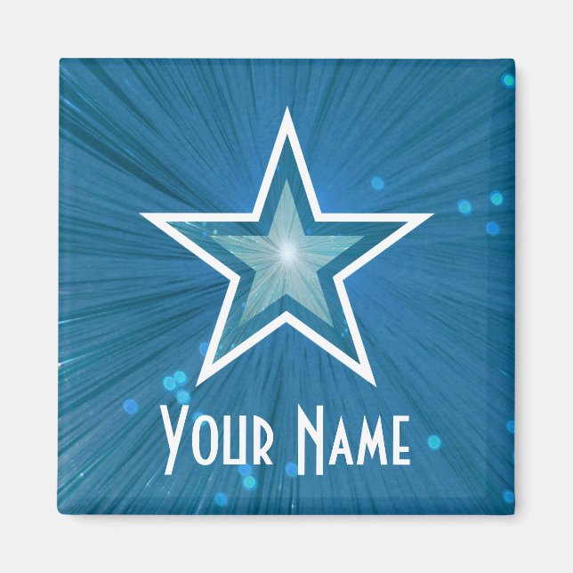 Aimant Carré de réfrigérateur Blue Star 'Your Name' (Devant)