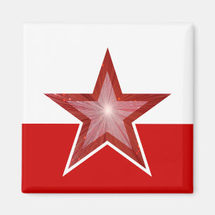 Aimant Carré de réfrigérateur Red Star blanc rouge