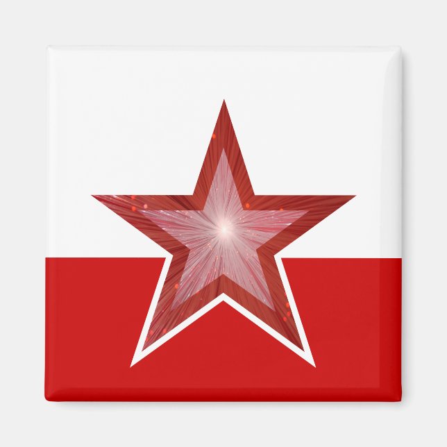 Aimant Carré de réfrigérateur Red Star blanc rouge (Devant)