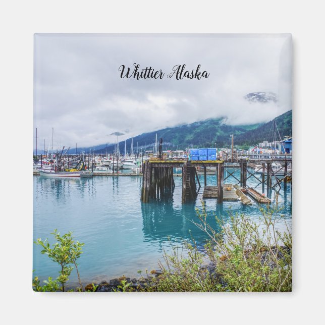 Aimant Carré du port de Whittier Alaska (Devant)