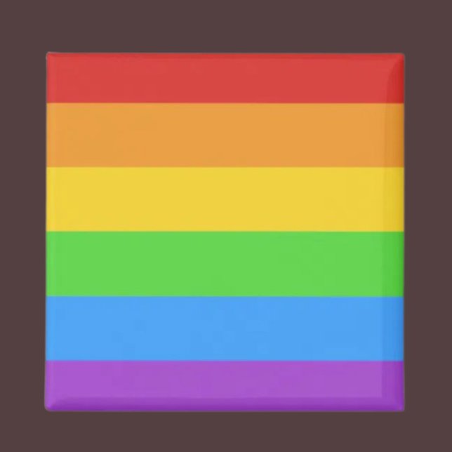 Aimant Carré fier : drapeau arc-en-ciel (Créateur téléchargé)