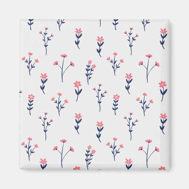 Aimant Carré floral Motif de printemps (Devant)