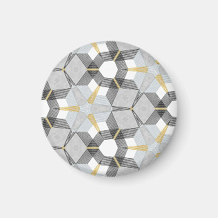 Aimant Carré hexagone coloré : kaléidoscope géométrique.