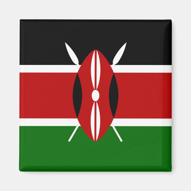 Aimant Carré magnétique du drapeau du Kenya (Devant)