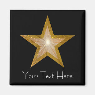 Aimant Carré magnétique Gold Star 'Your Text'