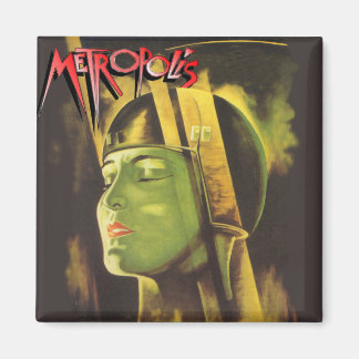 Aimant carré Metropolis (visage dans le casque)