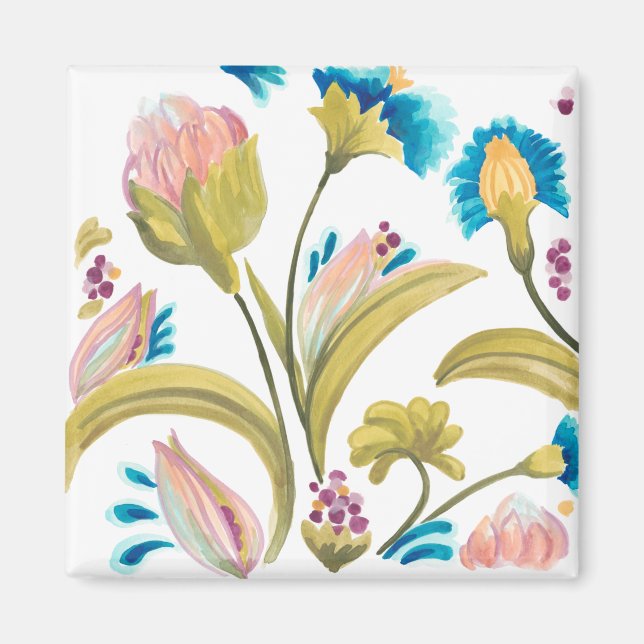Aimant Carreaux floraux de l'abbaye - Fleurs de printemps (Devant)