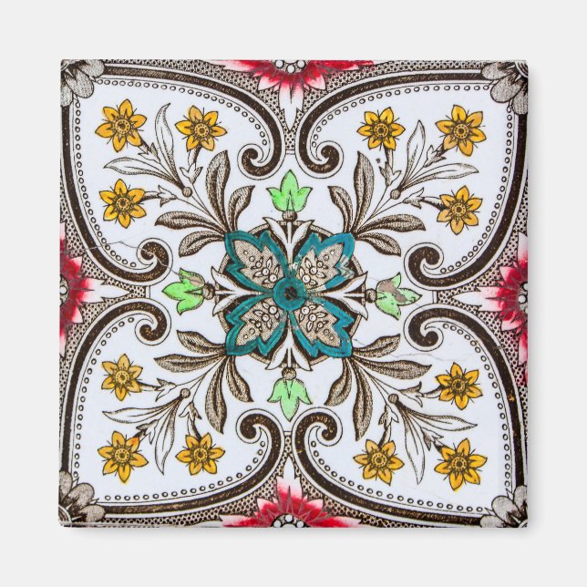 Aimant Carreaux floraux de Peranakan (Devant)