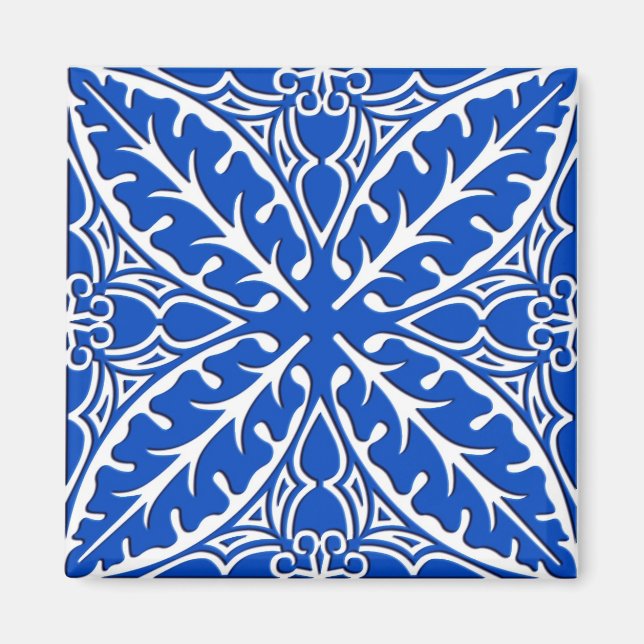 Aimant Carreaux marocains - bleu cobalt et blanc (Devant)