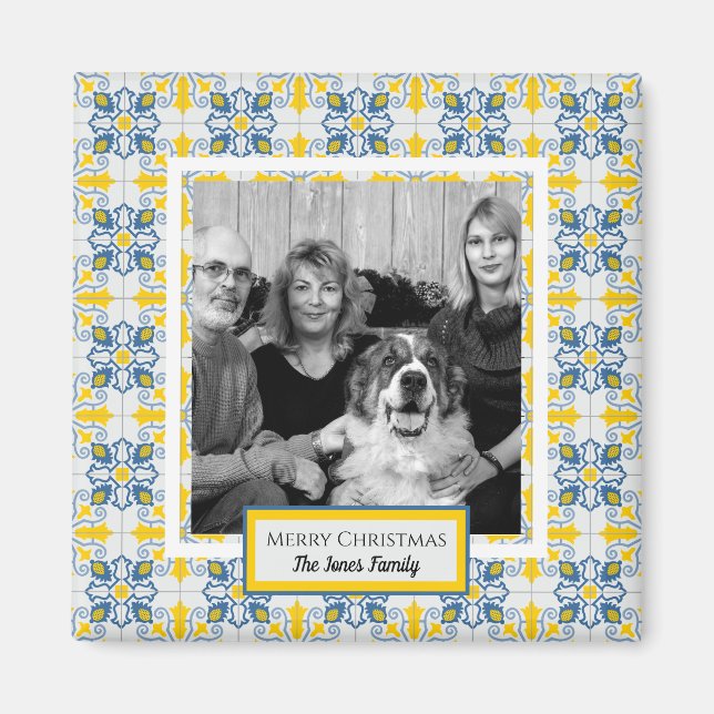 Aimant Carreaux portugais Cadre photo pour Noël en famill (Devant)