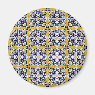 Aimant Carreaux portugais en bleu et jaune pour Noël