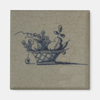 Aimant Carrelage Bleu Delft Classique - Panier de fruits